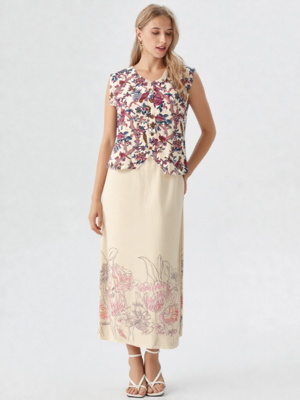 Khadi Printed Pencil Skirt Set