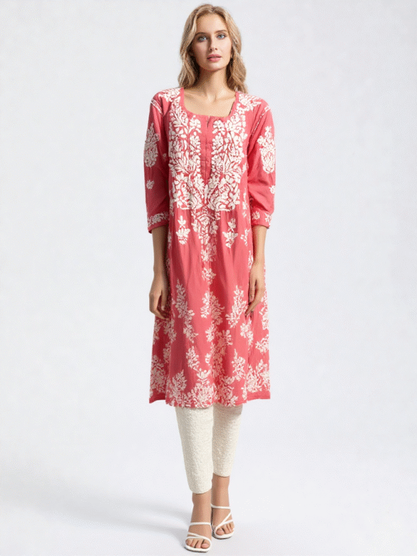 Modal Hand Chikankari long Kurta with pant