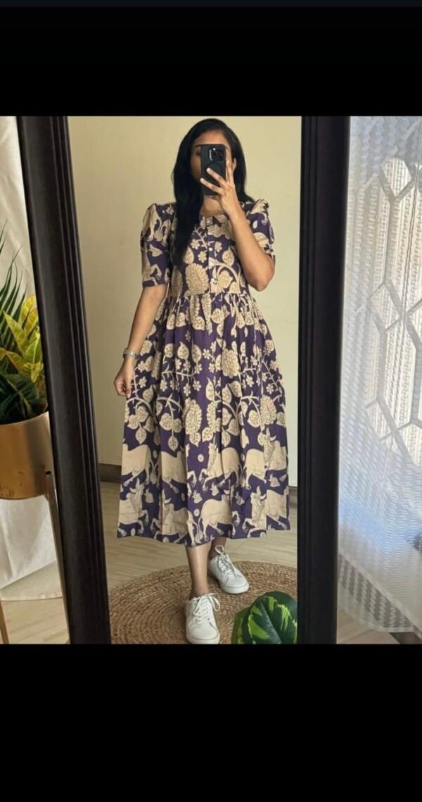 Purple Pichwai Printed Knee length Dress