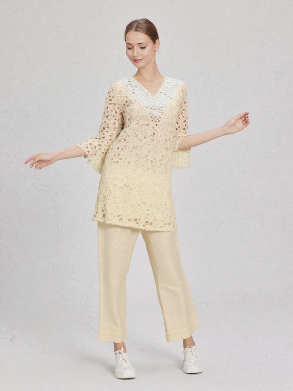 Schiffli mirror work co ord set
